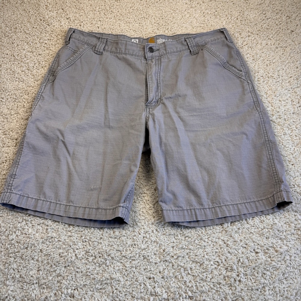 Carhartt Force Relaxed Fit Shorts Men's 38 Gray Ripstop Work Utility